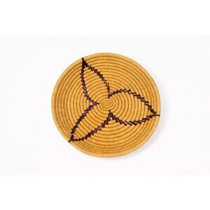 Serving Basket Tray Round Circle  Woven Wicker African Handmade Vintage Purple D